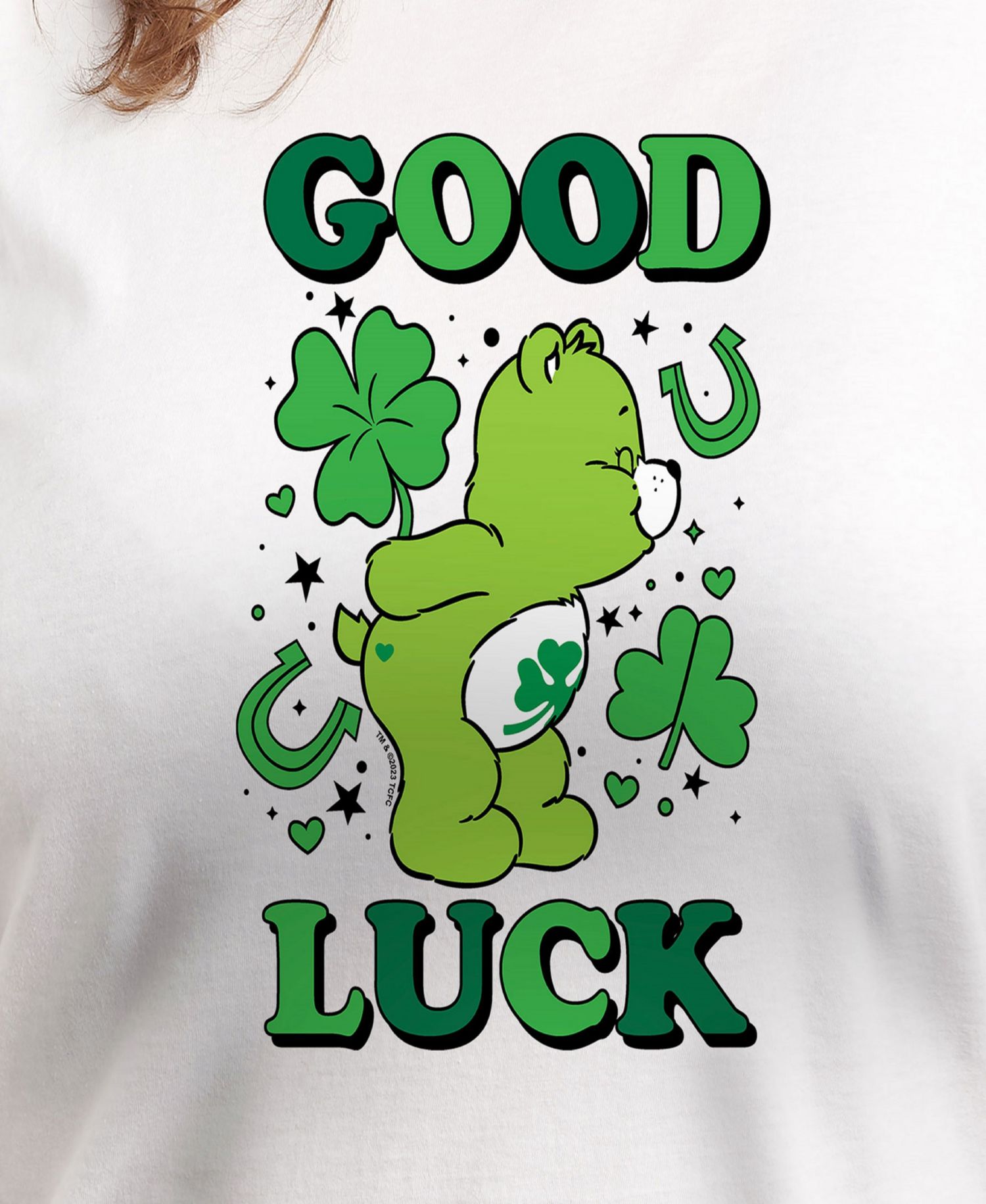 Plus Size Trendy Care Bears Good Luck Graphic Crew Neck T-Shirt