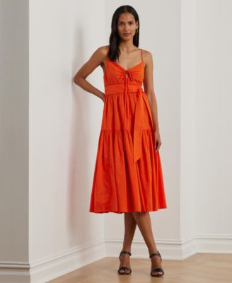 Lauren Ralph Lauren - Women's Belted Cotton Voile Sleeveless Dress