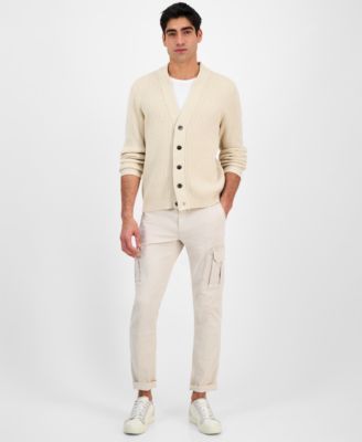 Men's Long Sleeve Waffle Knit Cardigan Sweater, Exclusively at Macy's