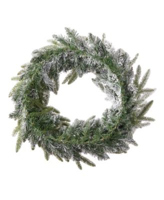 24" Artificial Royal Oaks Flocked Fir Wreath