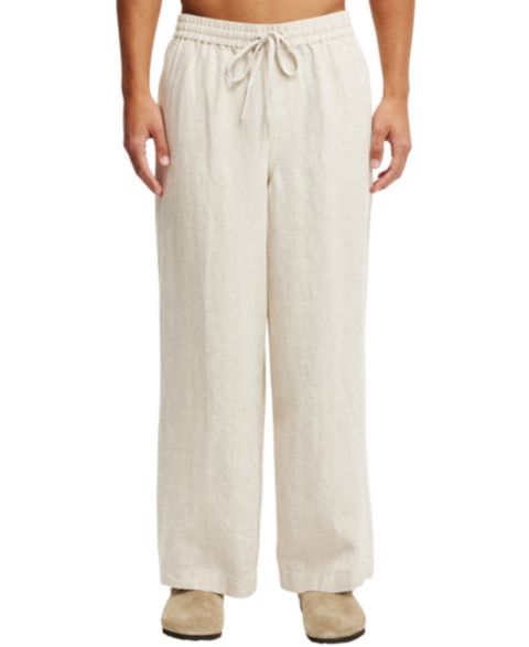 Мужские брюки Cotton On Super Baggy Linen Pant, цвет: Овсяный