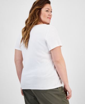 Plus Size Short-Sleeve Square-Neck Tee
