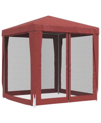 Party Tent with 4 Mesh Sidewalls Red 6.6'x6.6' HDPE