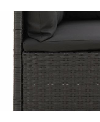 5 Piece Patio Lounge Set with Cushions Black Poly Rattan