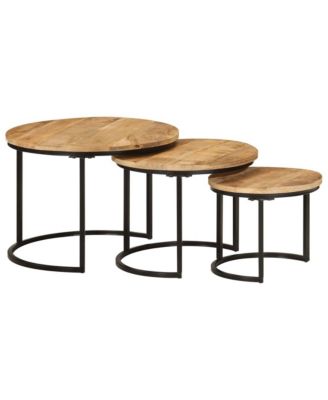 Nesting Tables 3 pcs Solid Rough Wood Mango