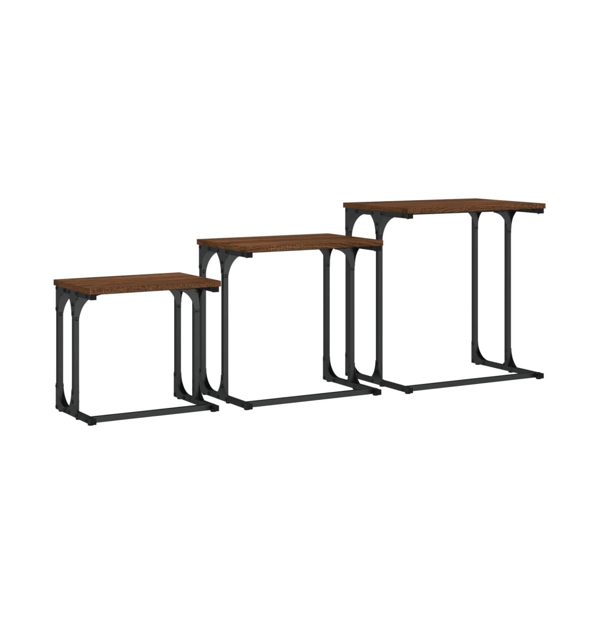 vidaXL Nesting Coffee Tables 3 pcs Brown Oak Engineered Wood