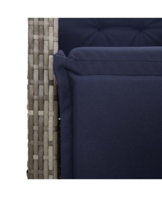 Reclining Patio Chairs 2 pcs with Footrest Gray Poly Rattan