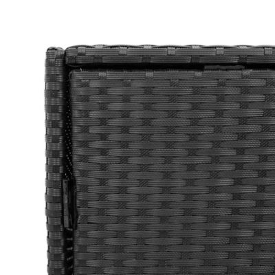 Garden Storage Cabinet Black Poly Rattan, Powder-Coated Steel