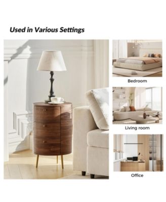 Cavinato Contemporary 26'' Tall Drum 3 - Drawer End Table with Metal Legs