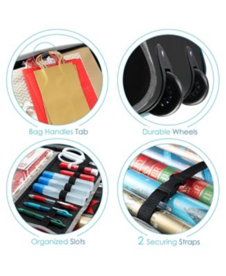 Premium Holiday Gift Wrapping Paper & Accessories Storage Organizer Box - X-Large with Wheels & 2 removable Storage Bins