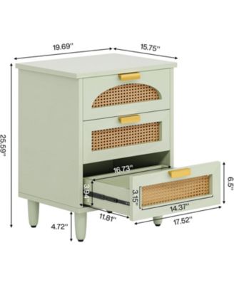 3-Drawer Rattan Night Stand Side Table, Accent Bedside Tables End Table for Bedroom and Small Spaces, Easy Assembly (1)