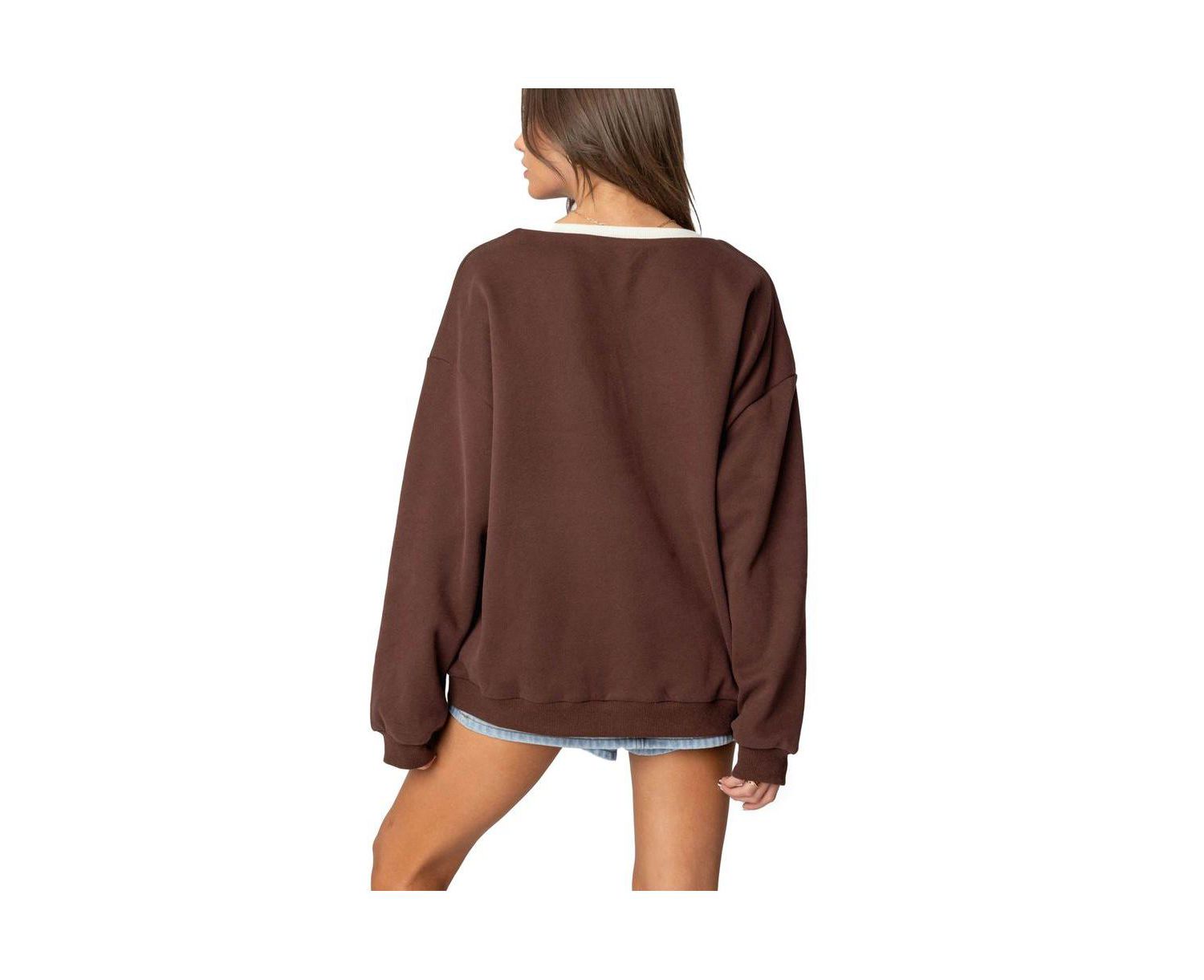 Women's 76 Oversized V Neck Sweater