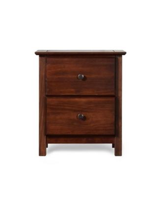 Solid Wood Nightstand with 2 Drawers – Farmhouse Style Bedroom Storage Table with Rustic Finish