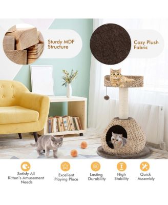 28'' Hand-Made Cat Tree Tower Natural Bowl Shaped w/Perch