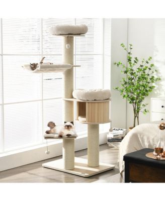 68.5'' Cat Tree Condo 4-Layer Wooden Kitten Activity Tower w/ Sisal Posts