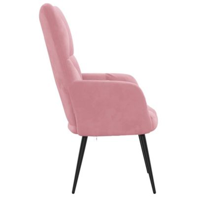Relaxing Chair Pink Velvet (100% polyester), steel Medium
