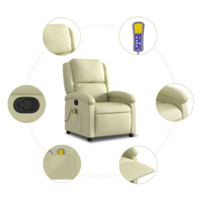 Large Massage Recliner Chair with Real Leather Upholstery, Adjustable Footrest, and Metal-Plywood Frame