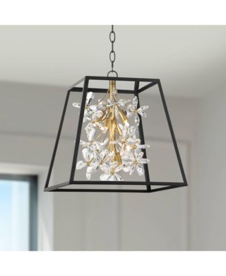 Carrine 15 3/4" Modern Pendant Chandelier Ceiling Light Fixture Dining Room Over Table 5-Light LED Black Gold Finish