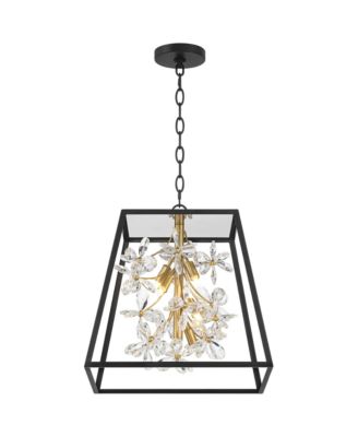 Carrine 15 3/4" Modern Pendant Chandelier Ceiling Light Fixture Dining Room Over Table 5-Light LED Black Gold Finish