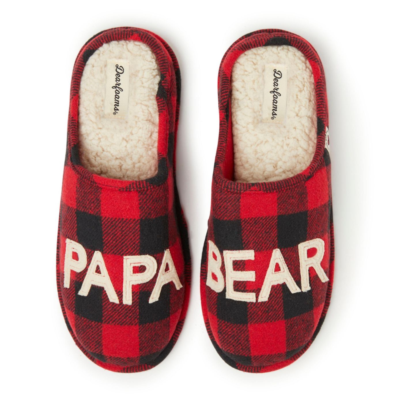 Мужские сабо Dearfoams Buffalo Check Papa Bear Dad Clog House Slipper, цвет: Красный клетчатый — фото 3