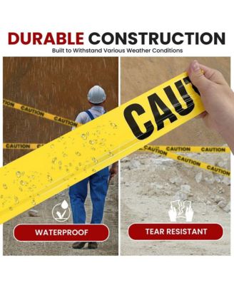 Caution Barricade Tape, 656' Length, Waterproof, UV-Resistant, Tear-Resistant (Set of 8 Rolls)