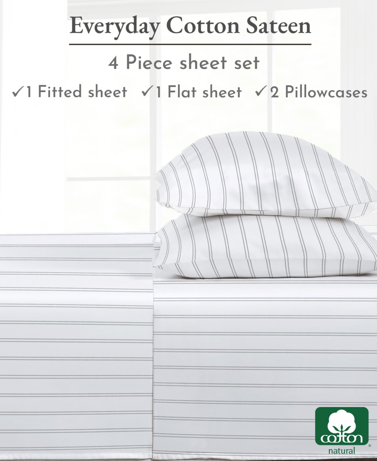 California Design Den Sheet Set Floral Pattern, Soft 100% Cotton Sateen, 4 Pc Deep Pocket Sheets & Pillowcase Set - Chic Floral - Classic st