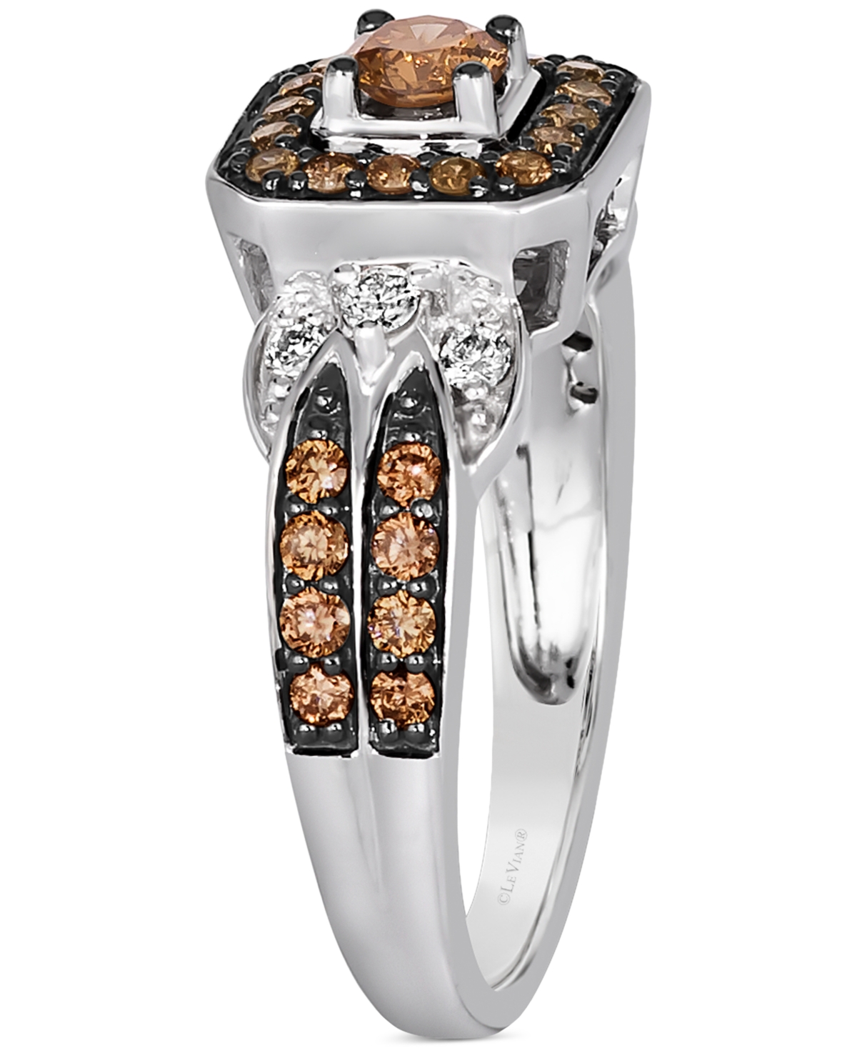 Le Vian Chocolate Diamond (5/8 Ct. T.w.) & Nude Diamond (1/8 Ct. T.w.) Ring In 14k Vanilla Gold In White Gold