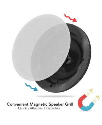 Dual 5.25" In-Wall / In-Ceiling 2-Way Full Range Stereo Speakers with Magnetic Grill (300W Max)