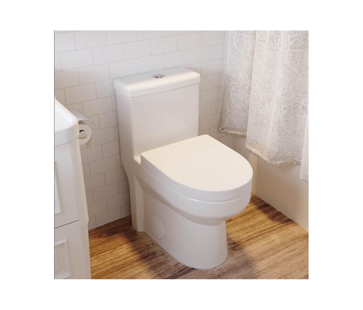 Liberty Compact Toilets One-Piece Toilet With High-Efficiency Flush Round Toilet for Space-Saving Floor Mounted (Seat Included) - White