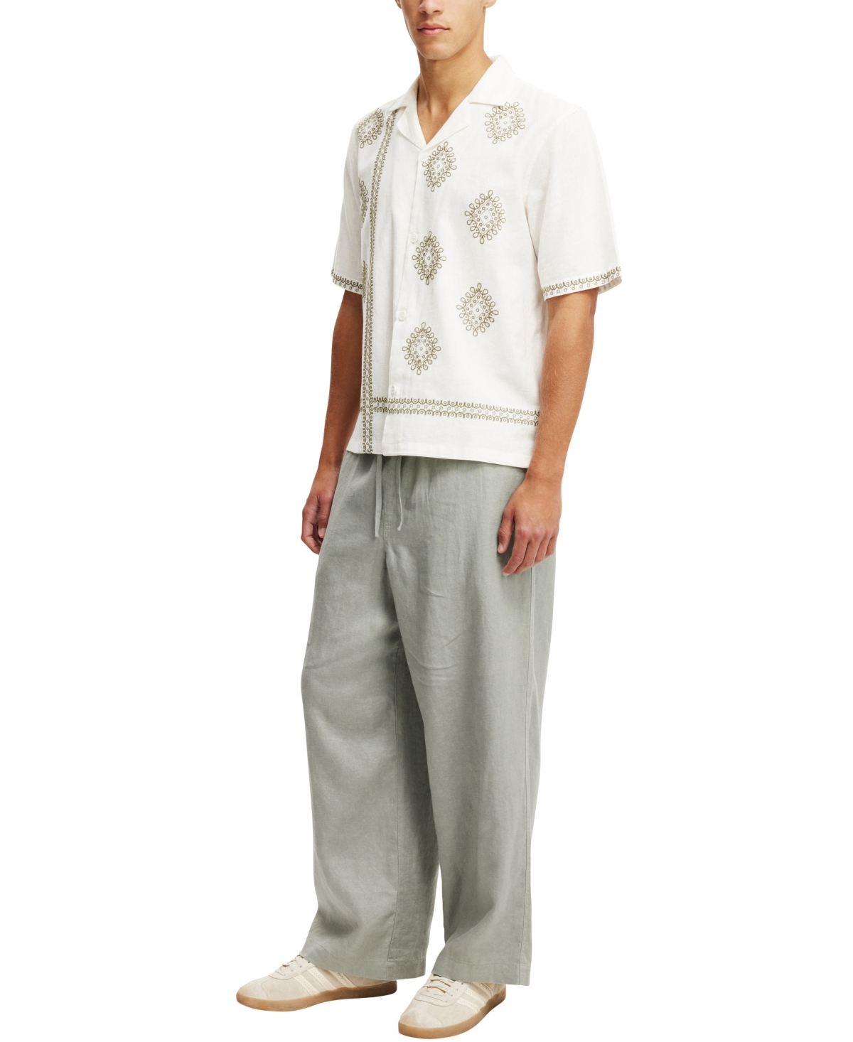Shop Cotton On Men's Super Baggy Linen Pant In Washed Military