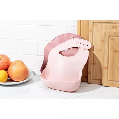 Toddler Silicone Feeding Set, Silicone Soft Durable, Easy-to-Clean Feeding Bib & Spoons Toddlers, Pink