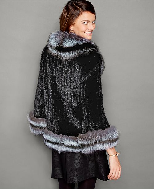 The Fur Vault FoxFurTrim Knitted Mink Fur Jacket The Fur Vault