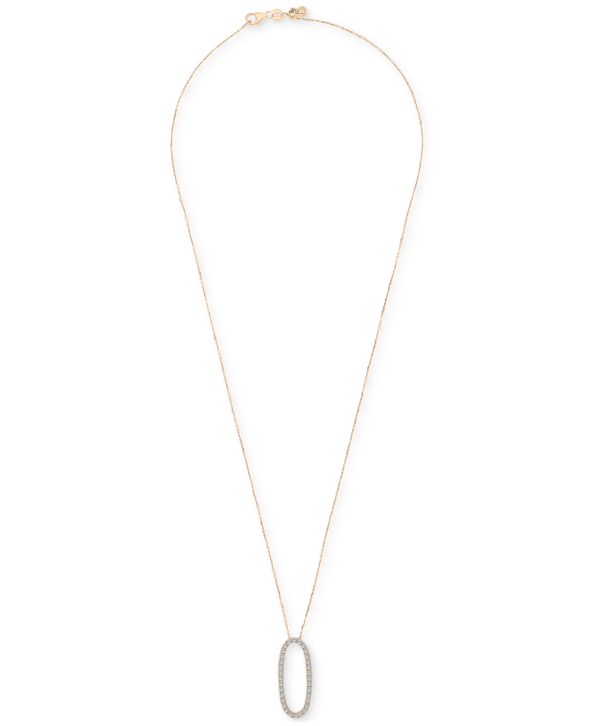 Wrapped In Love Diamond Open Oval 18" Pendant Necklace (1/2 Ct. T.w.) In 14k White Or Yellow Gold, Created For Macy' In Yellow Gold