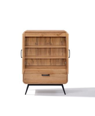 2-Door 1-Drawer with Soft Close Buffet Cabinet with Black Metal Legs