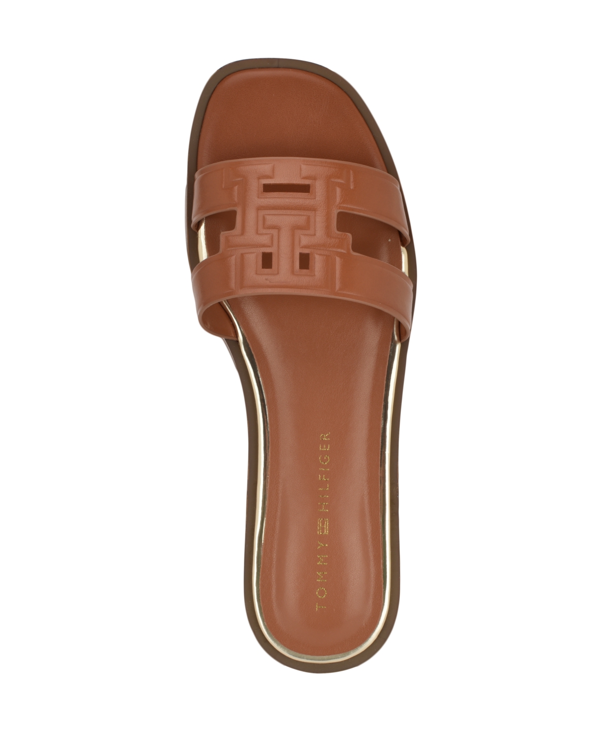 Tommy Hilfiger Women's Terenz Logo Strap Flat Slide Sandals In Brown
