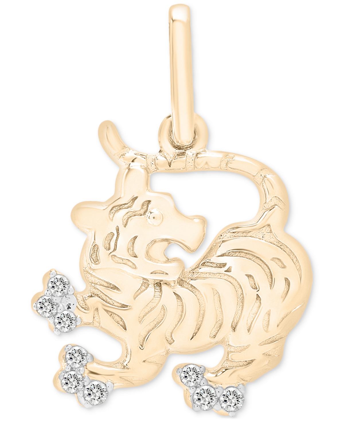 Wrapped Diamond Chinese Zodiac Charm Pendant (1/20 Ct. T.w.) In 10k Gold, Exclusively At Macy's In Tiger