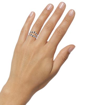 Black Diamond & White Diamond Ring Guard Enhancer (1-1/10 ct. t.w.) in 14k White Gold