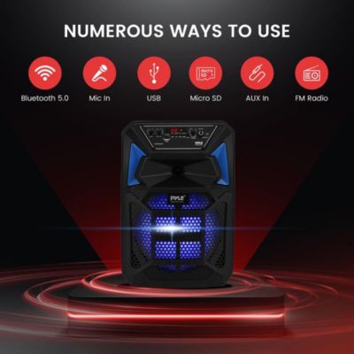 Bluetooth PA Speaker & Microphone System - Portable Karaoke Speaker with LED Lights, FM Radio & MP3/USB Support