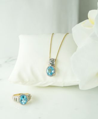 Swiss Blue Topaz (3-1/5 ct. t.w.), London Blue Topaz (1/4 ct. t.w.) & Diamond (1/4 ct. t.w.) Ring in 14k Gold 