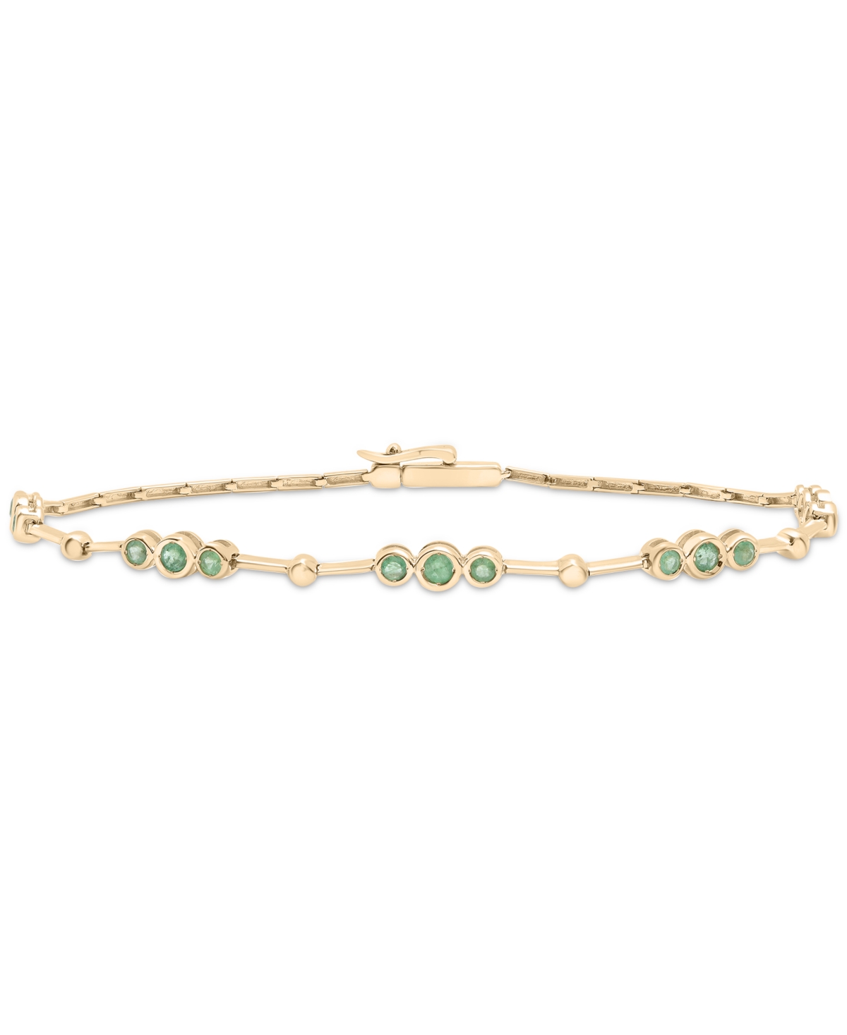 Macy's Emerald Bezel Circle Link Chain Bracelet (3/4 Ct. T.w.) In 14k Gold In Emerald