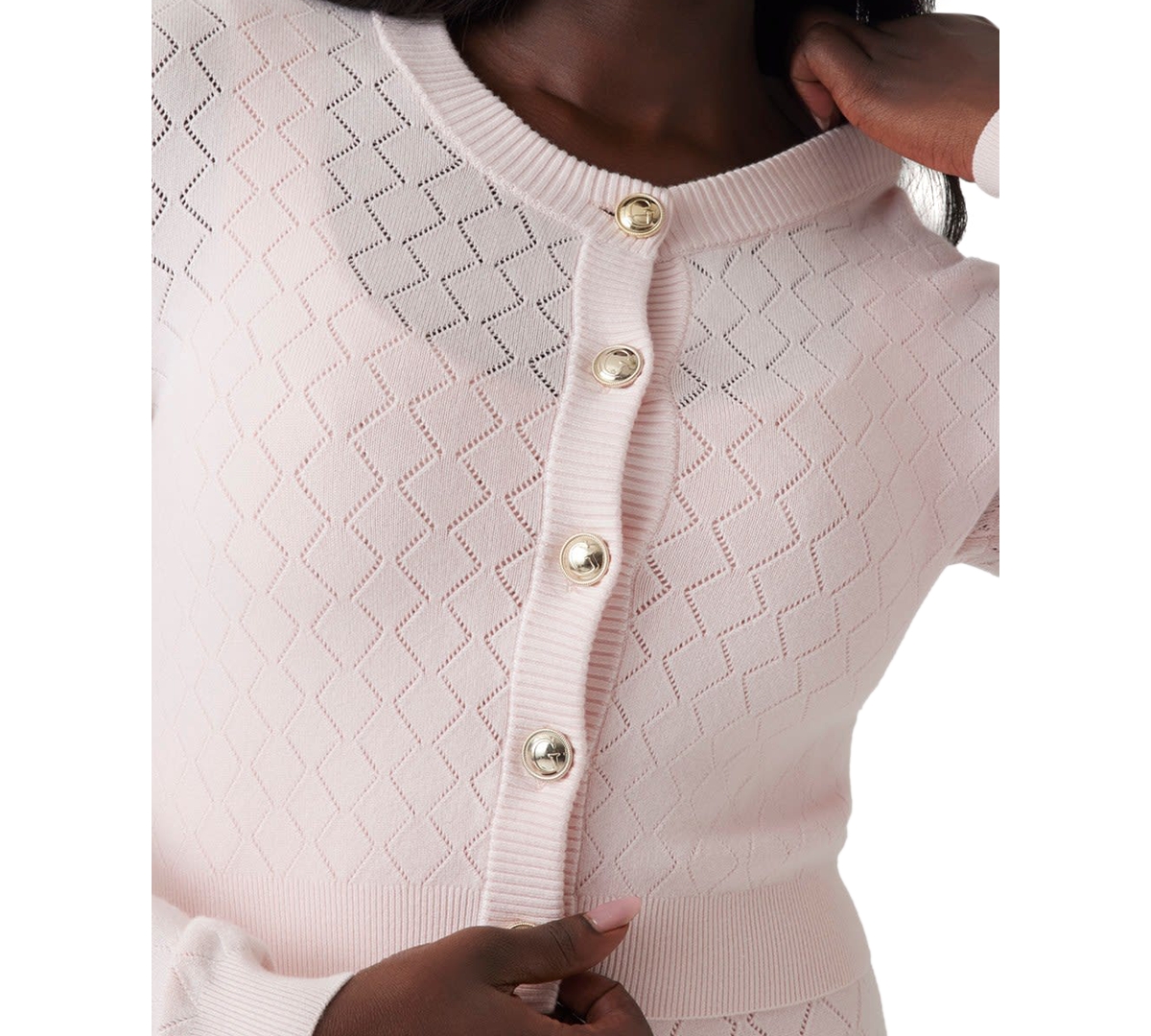 Guess Women's Holland Pointelle Raglan-sleeve Cardigan In Low Key Pink