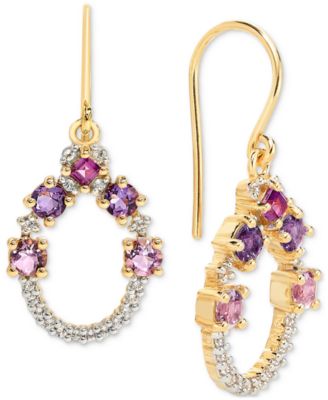 Multi-Blue Topaz (1-1/5 ct. t.w.) & White Topaz (1/5 ct. t.w.) Open Circle Drop Earrings in 14k Gold-Plated Sterling Silver