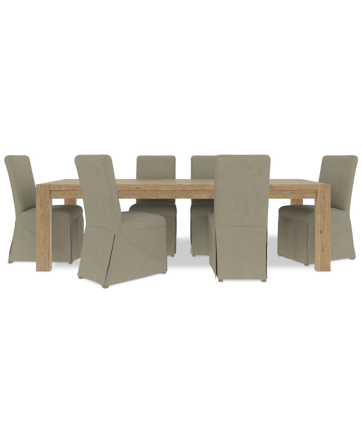 Macy's 7pc Dining Set (davie Rectangular Table & 6 Estby Chairs) In Sand