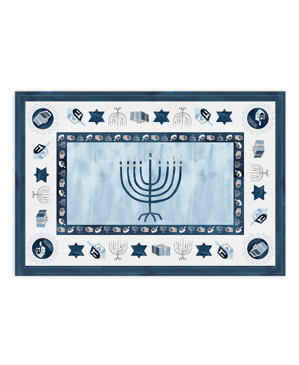 Laural Home Happy Hanukkah Set Of 4 Placemat, 13" X 19" In Blue
