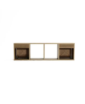 Mid-Century Modern Rope 47.2" Floating Wall Mount 2 Door Wood Cabinet