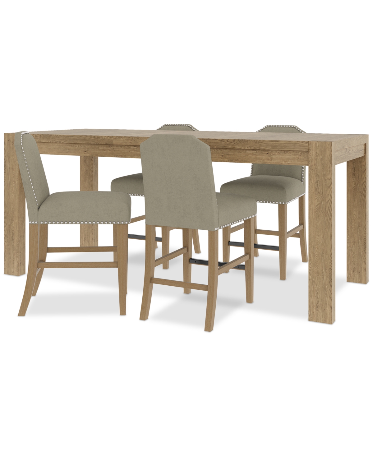 Macy's 5pc Counter Height Dining Set (davie Rectangular Table & 4 Hinsen Stools) In Sand