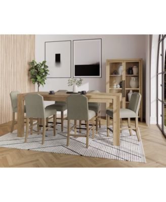 Furniture - 7pc Counter Height Dining Set (Davie Rectangular Table & 6 Hinsen Stools)
