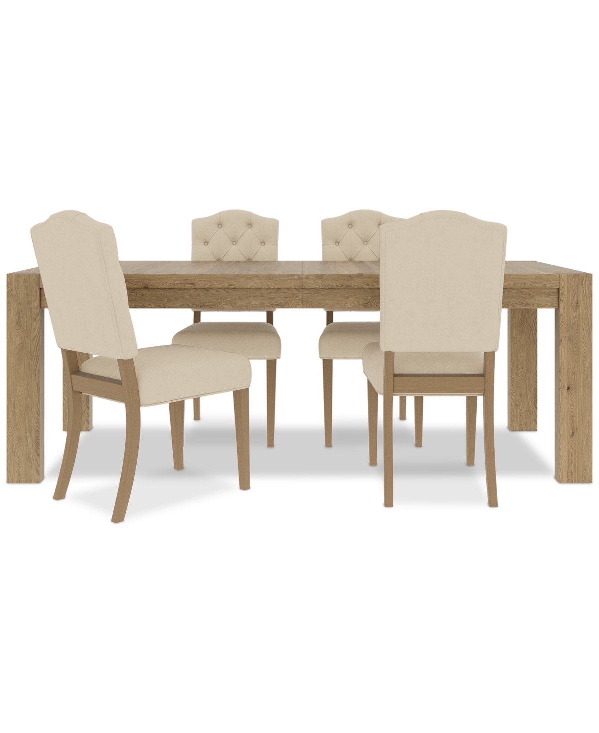 Macy's 5pc Dining Set (davie Rectangular Table & 4 Jesilyn Chairs) In Ivory