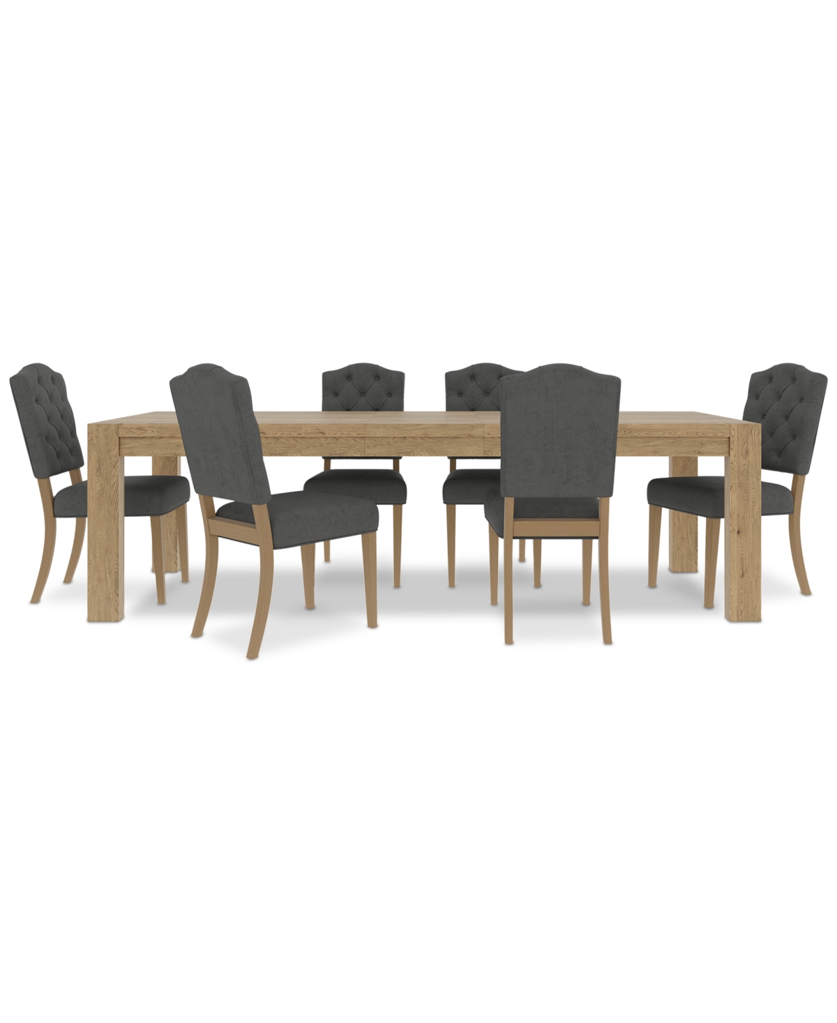 Macy's 7pc Dining Set (davie Rectangular Table & 6 Jesilyn Chairs) In Slate
