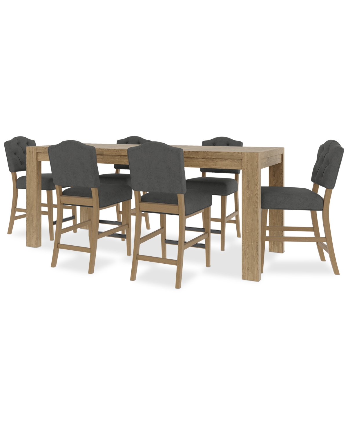 Macy's 7pc Counter Height Dining Set (davie Rectangular Table & 6 Jesilyn Stools) In Slate